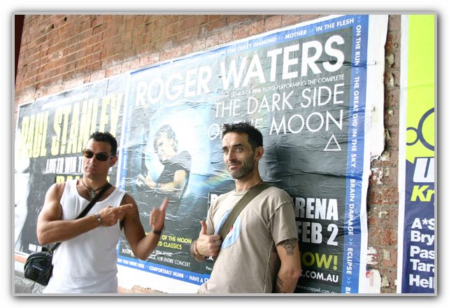 CJ & Stuart in front of Roger Walters Poster Melbourne Feb 2007 1